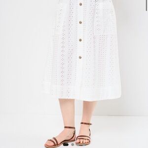 SUNCOO White Button-Down Lace Midi Skirt